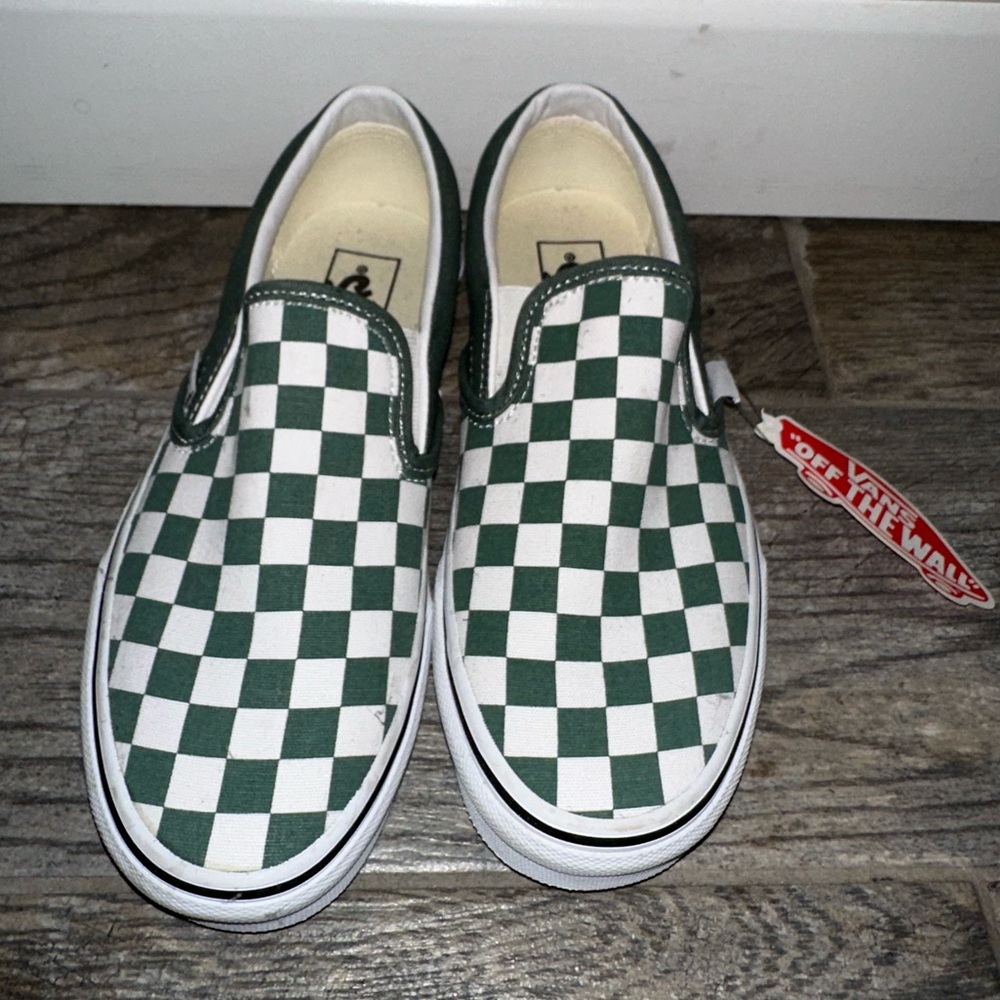 Checkered green Vans. Never worn